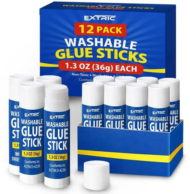 Main image of Glue Sticks for Kids 12 PK Washable White 1.3 OZ Bulk All Purpose Glue
