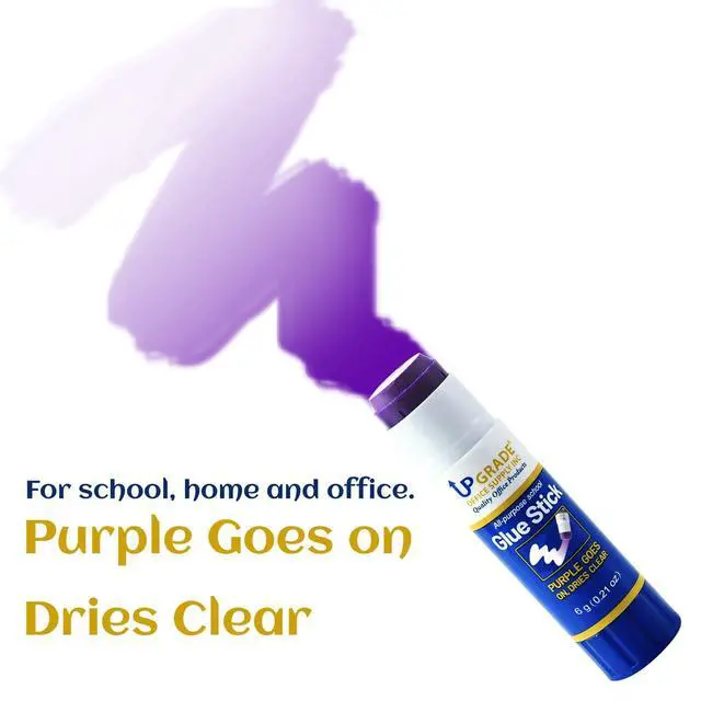 Alt view image 3 of 7 - Upgrade Office Supply Glue Sticks, 6g, 2 Count, Purple Goes On Dries Clear