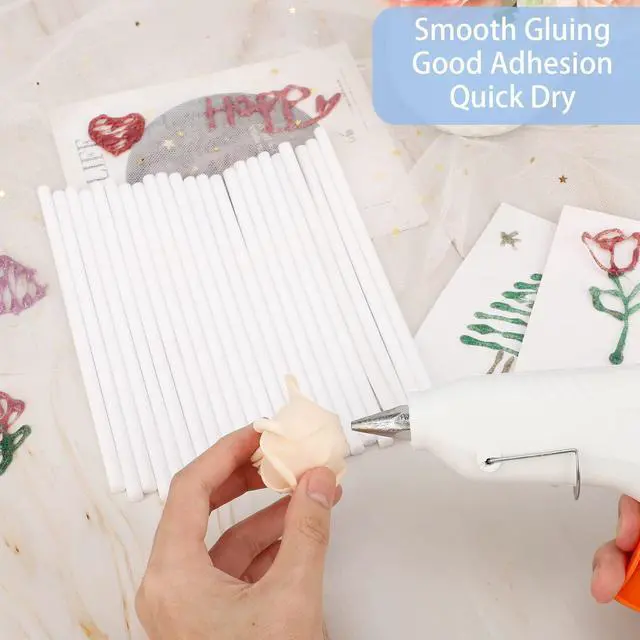 Alt view image 4 of 7 - White Hot Glue Sticks, 24PCS Mini Size 0.27" Dia x 8" Long Hot Melt Glue Stick Colored, All Temperature Adhesive EVA Glue Sticks for Repairing Sealing Stamp DIY Art Craft Decoration