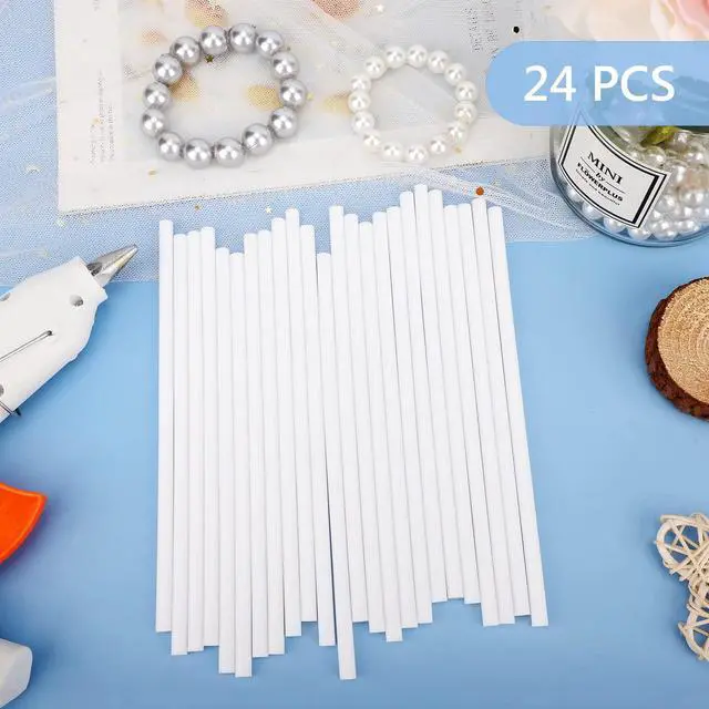 Alt view image 7 of 7 - White Hot Glue Sticks, 24PCS Mini Size 0.27" Dia x 8" Long Hot Melt Glue Stick Colored, All Temperature Adhesive EVA Glue Sticks for Repairing Sealing Stamp DIY Art Craft Decoration