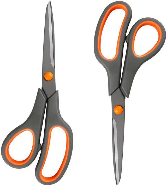Main image of All-Purpose Scissors Bulk 2-Pack - Ultra Sharp 2.5mm Thick Blade Shears with Comfort-Grip Handles for Home and Office, Suitable for Right/Left Handed Use