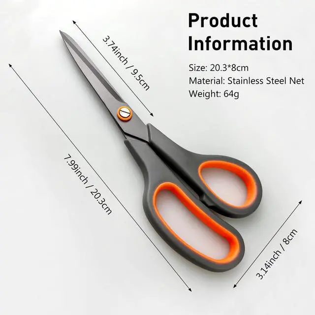 Alt view image 2 of 7 - All-Purpose Scissors Bulk 2-Pack - Ultra Sharp 2.5mm Thick Blade Shears with Comfort-Grip Handles for Home and Office, Suitable for Right/Left Handed Use
