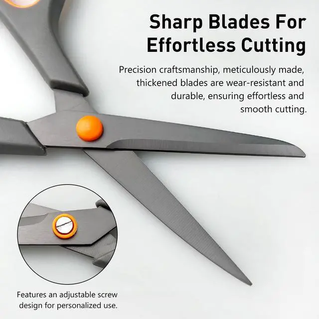 Alt view image 4 of 7 - All-Purpose Scissors Bulk 2-Pack - Ultra Sharp 2.5mm Thick Blade Shears with Comfort-Grip Handles for Home and Office, Suitable for Right/Left Handed Use