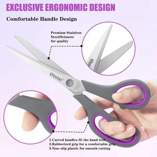 Alt view image 3 of 7 - Scissors 8.5" Heavy Duty scissors all purpose Bulk Set of 3
