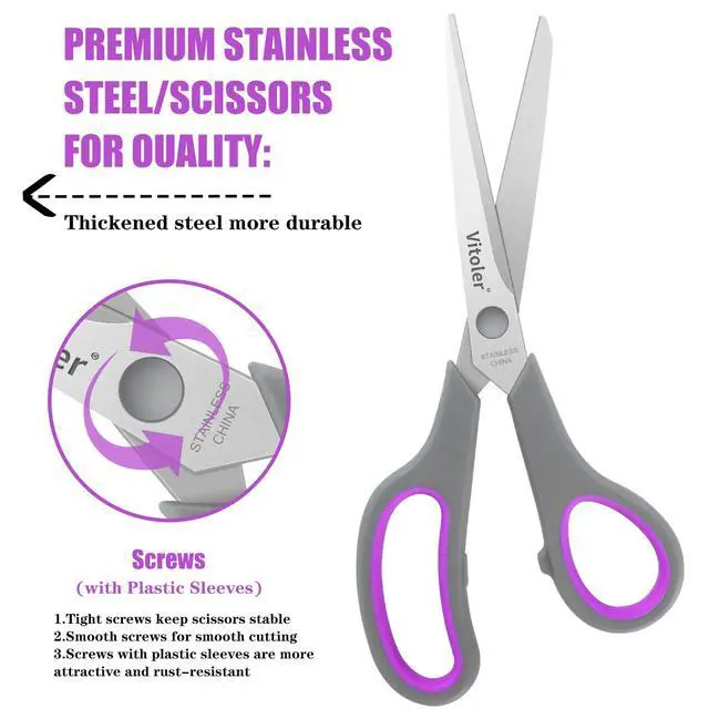 Alt view image 5 of 7 - Scissors 8.5" Heavy Duty scissors all purpose Bulk Set of 3