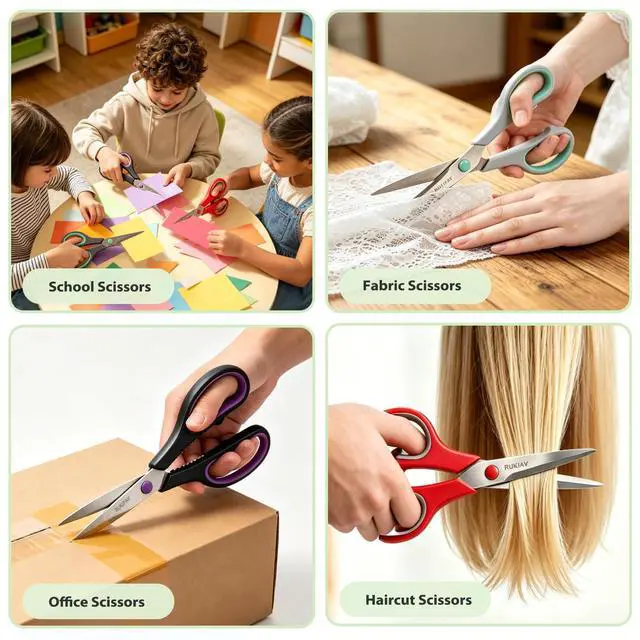Alt view image 7 of 7 - Scissors All Purpose Heavy Duty 3Pack, 8"Scissors for Office School