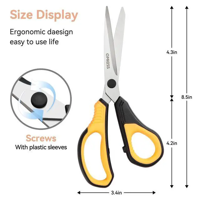Alt view image 3 of 7 - 8.5" Scissors All Purpose 3 Pack Heavy Duty for Office School Fabric