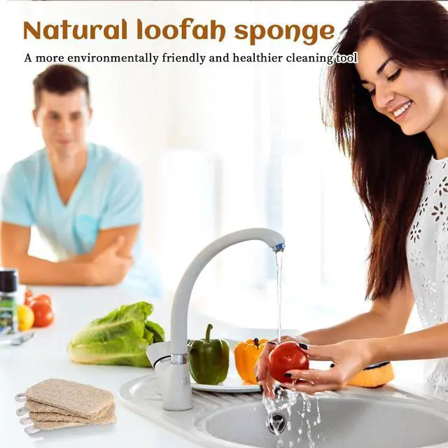 Alt view image 5 of 7 - 6 PCS Loofah Dish Sponge, Compostable Natural Sponges for Dishes, Natural Loofah Sponge for Kitchen