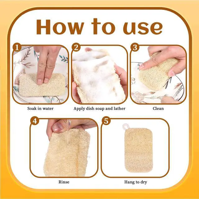Alt view image 6 of 7 - 6 PCS Loofah Dish Sponge, Compostable Natural Sponges for Dishes, Natural Loofah Sponge for Kitchen