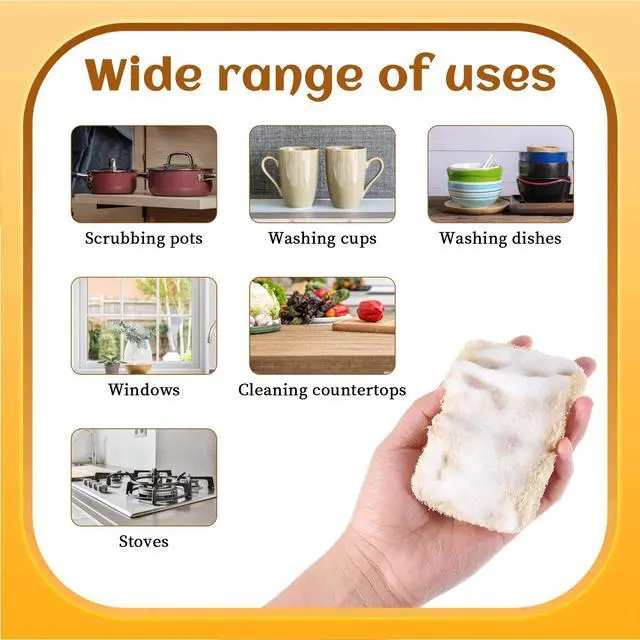 Alt view image 4 of 7 - 6 PCS Loofah Dish Sponge, Compostable Natural Sponges for Dishes, Natural Loofah Sponge for Kitchen