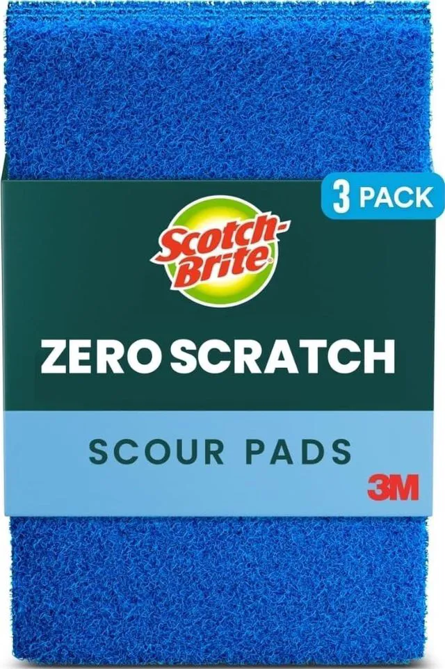 Main image of Zero Scratch Scouring Pad, 3 Pack | Effective + Gentle Dish Scrubber for Household Cleaning, 3 Scrub Pads for Dishes, Nonstick Pots & Pans, Glass, Tubs, Showers
