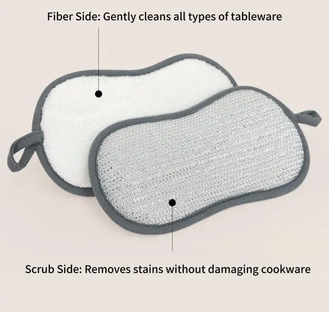 Alt view image 2 of 5 - Multi-Purpose Non-Scratch Kitchen Sponge Dual-Sided Microfiber Dish Sponge with Heavy-Duty Scrubbing Power Effortlessly Cleans Dishes, Pots, and Pans (1 Pack)