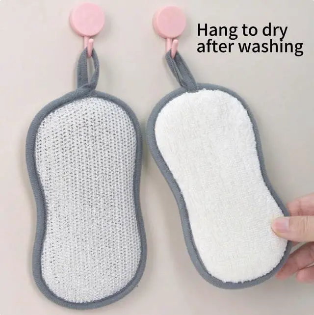 Alt view image 3 of 5 - Multi-Purpose Non-Scratch Kitchen Sponge Dual-Sided Microfiber Dish Sponge with Heavy-Duty Scrubbing Power Effortlessly Cleans Dishes, Pots, and Pans (1 Pack)