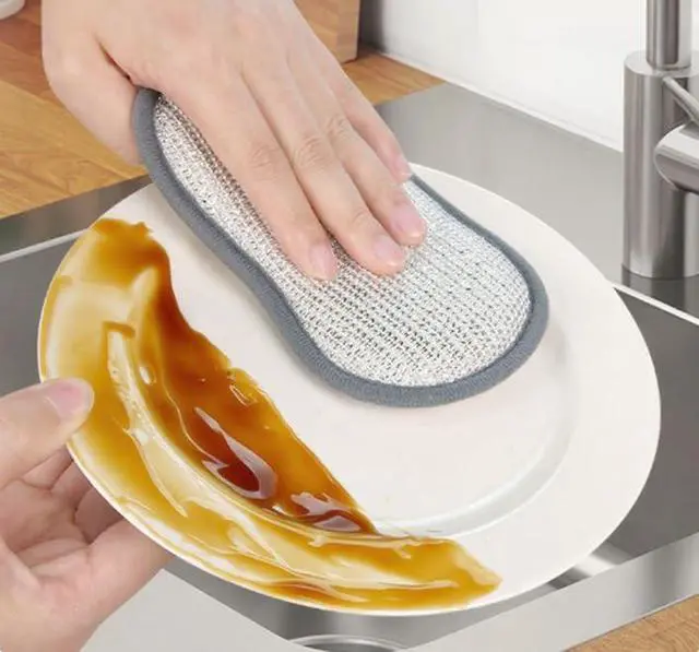 Alt view image 5 of 5 - Multi-Purpose Non-Scratch Kitchen Sponge Dual-Sided Microfiber Dish Sponge with Heavy-Duty Scrubbing Power Effortlessly Cleans Dishes, Pots, and Pans (1 Pack)