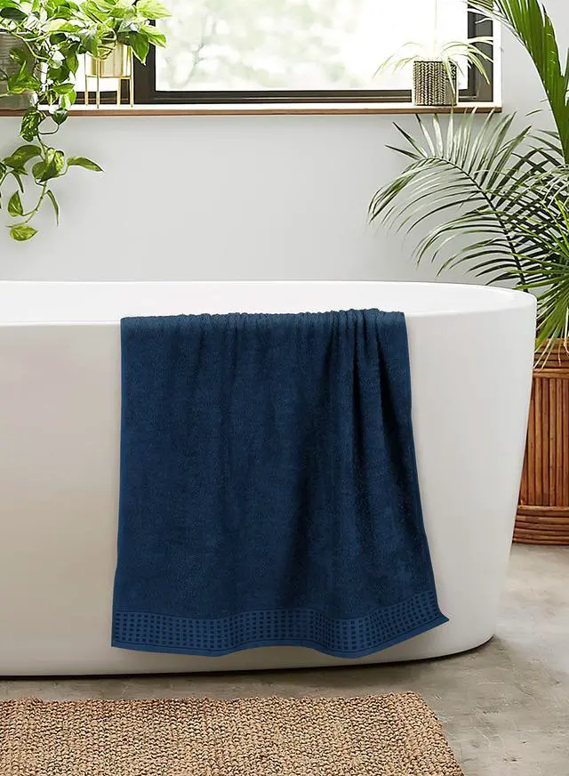 Alt view image 5 of 7 - 100% Cotton 2 Pack Oversized Bath Towel Set 28x55 Inches, Ultra Soft Highly Absorbant Compact Quickdry & Lightweight Large Bath Towels, Ideal for Gym Travel Camp Pool - Mineral Blue