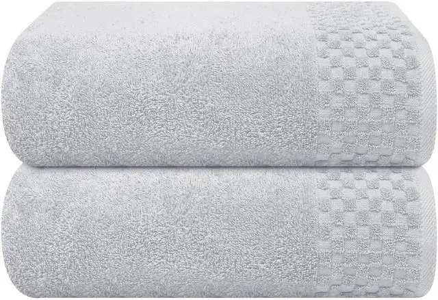 Main image of Ultra Soft 2 Pack Oversized Bath Towel Set 28x55 inches, Cotton Large Bath Towels, Highly Absorbant Compact Quickdry & Lightweight Towel, Ideal for Gym Travel Camp Pool - Light Grey