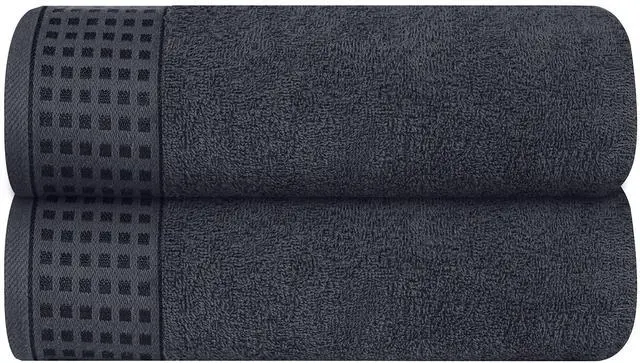 Main image of 100% Cotton 2 Pack Oversized Bath Towel Set 28x55 Inches, Ultra Soft Highly Absorbant Compact Quickdry & Lightweight Large Bath Towels, Ideal for Gym Travel Camp Pool - Charcoal Grey