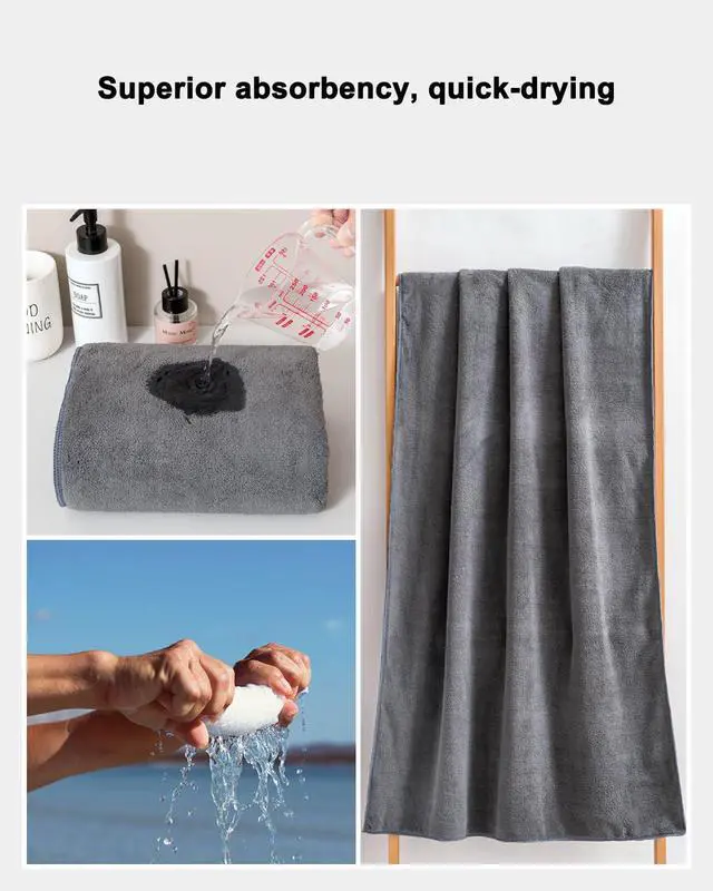 Alt view image 6 of 7 - 2-Piece Bath Towel Set - Ultra Soft Highly Absorbent No Fuzz Quick-Dry Microfiber Bath Sheets for Gym, Spa, and Salon -Dark Grey, 28 x 55 inches
