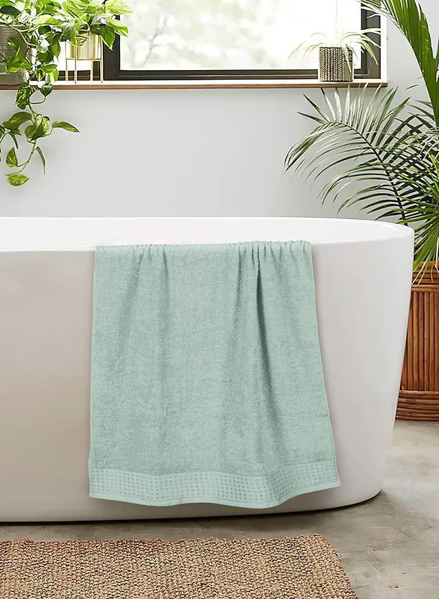 Alt view image 5 of 7 - 100% Cotton 2 Pack Oversized Bath Towel Set 28x55 Inches, Ultra Soft Highly Absorbant Compact Quickdry & Lightweight Large Bath Towels, Ideal for Gym Travel Camp Pool - Sea Green