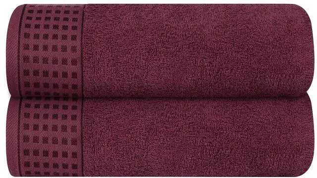 Main image of 100% Cotton 2 Pack Oversized Bath Towel Set 28x55 Inches, Ultra Soft Highly Absorbant Compact Quickdry & Lightweight Large Bath Towels, Ideal for Gym Travel Camp Pool - Burgundy