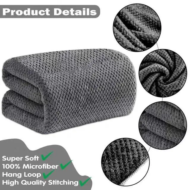 Alt view image 2 of 7 - 2-Pack Microfiber Towels 27x54(Inches), Ultra Soft Quick Dry Bath Towels, Highly Absorbent & Lightweight for Gym, Yoga, Travel, Spa, Home & Post-Workout, Large Bath Sheet Set