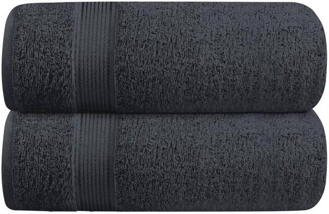 Main image of Cotton 2 Pack Oversized Bath Towel Set 28x55 inches, Large Bath Towels, Ultra Absorbant Compact Quickdry & Lightweight Towel, Ideal for Gym Travel Camp Pool - Charcoal Grey