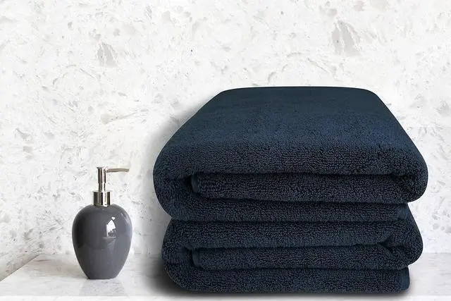 Alt view image 2 of 6 - Black Bath Towels 30x60, 100% Cotton Large Bath Sheet, Soft Absorbent Quick Dry Oversized Towels for Bathroom Gym Spa Hotel Pool