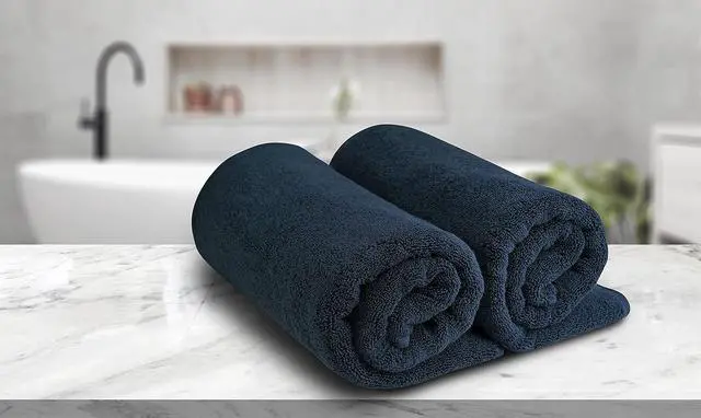 Alt view image 6 of 6 - Black Bath Towels 30x60, 100% Cotton Large Bath Sheet, Soft Absorbent Quick Dry Oversized Towels for Bathroom Gym Spa Hotel Pool