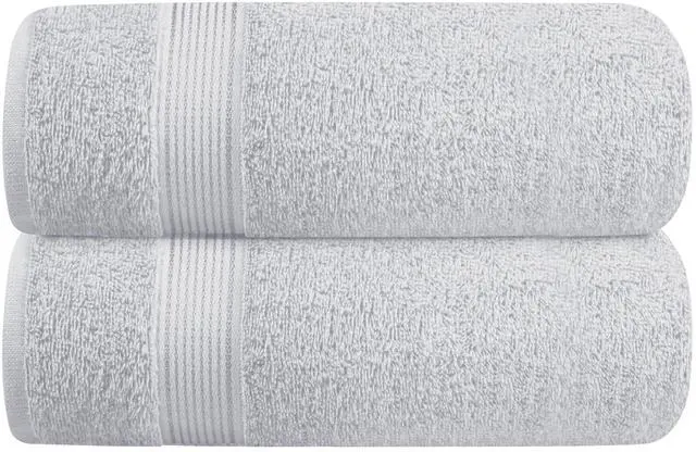 Main image of Cotton 2 Pack Oversized Bath Towel Set 28x55 inches, Large Bath Towels, Ultra Absorbant Compact Quickdry & Lightweight Towel, Ideal for Gym Travel Camp Pool - Light Grey