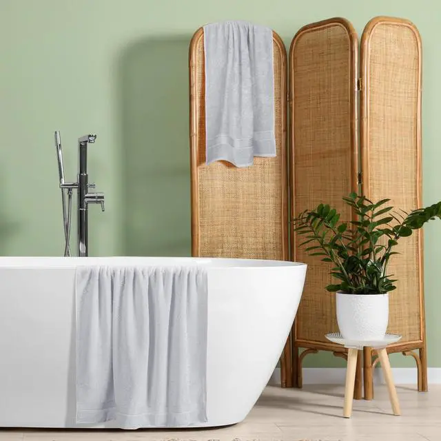 Alt view image 5 of 7 - Cotton 2 Pack Oversized Bath Towel Set 28x55 inches, Large Bath Towels, Ultra Absorbant Compact Quickdry & Lightweight Towel, Ideal for Gym Travel Camp Pool - Light Grey
