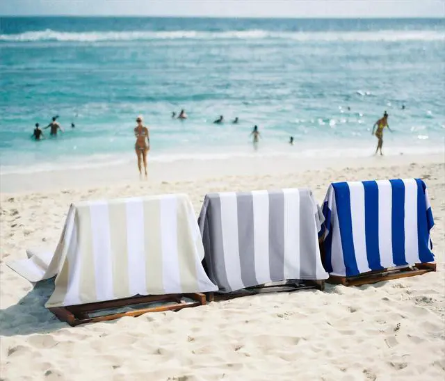 Alt view image 4 of 7 - Extra Large Beach Towel - Oversized Mircofiber Beach Towel 40'' x 70'', XL Striped Lightweight Pool Towel, Big Cabana Swim Travel Towel for Adults Mens Women,Grey