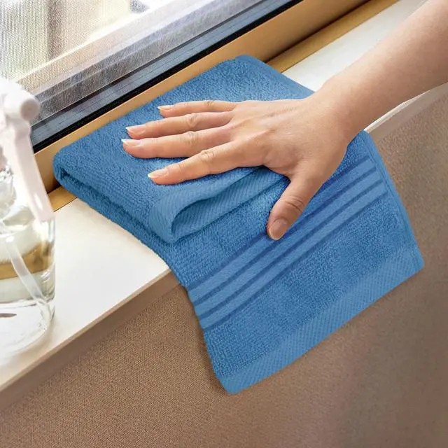 Alt view image 4 of 7 - Luxury Wash Cloths Set, 12 x 12 Inches, 600 GSM, 100% Cotton Ring Spun, Highly Absorbent and Soft Feel Washcloths for Bathroom, Spa, Gym, and Face, Grey, Pack of 4