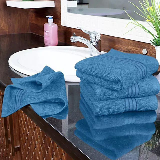 Alt view image 6 of 7 - Luxury Wash Cloths Set, 12 x 12 Inches, 600 GSM, 100% Cotton Ring Spun, Highly Absorbent and Soft Feel Washcloths for Bathroom, Spa, Gym, and Face, Grey, Pack of 4