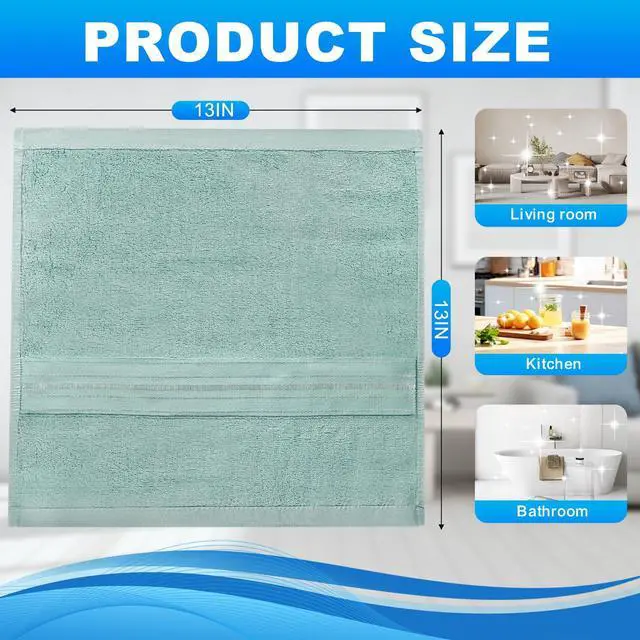Alt view image 2 of 7 - 100% Cotton Wash Cloths, 13 x 13 inch, 3 Pack, Multicolor