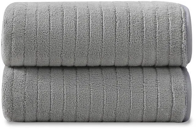Main image of 2 Piece Hand Towel Set 16"x31",Ultra Soft Bathroom Towel with Hanging Loops,100% Microfiber Towel Set,Highly Absorbent Quick Dry Hand Towel for Daily Use,Grey Towel for Bathroom,Hotel,Shower,Spa