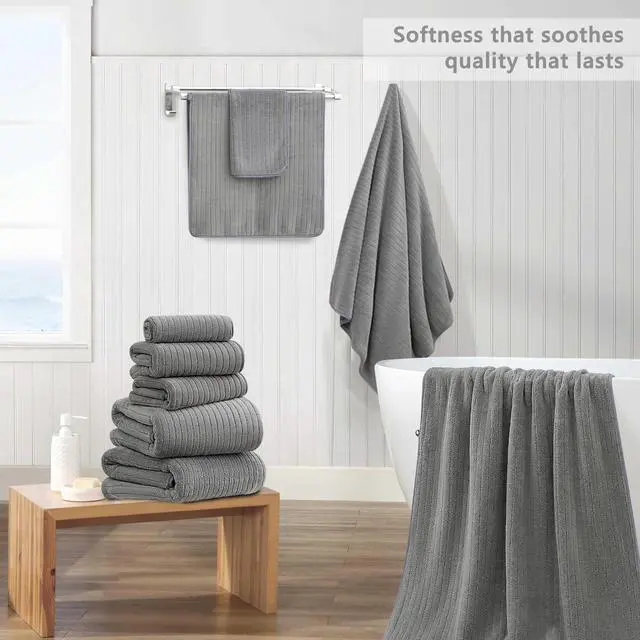 Alt view image 4 of 7 - 2 Piece Hand Towel Set 16"x31",Ultra Soft Bathroom Towel with Hanging Loops,100% Microfiber Towel Set,Highly Absorbent Quick Dry Hand Towel for Daily Use,Grey Towel for Bathroom,Hotel,Shower,Spa
