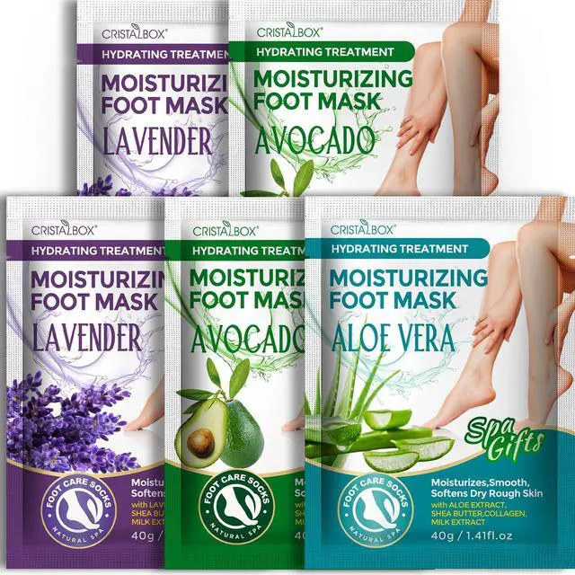 Main image of 5 Pack Moisturizing Foot Mask, Hydrating Feet Mask for Dry Cracked Feet, Moisturizing Foot Socks Dry Skin Moisturizer for Soft Smooth Feet, Foot Spa Care Kit, Ideal Holiday Gift for Women and Men