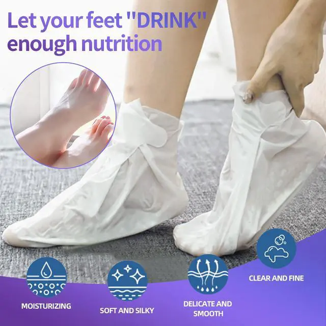 Alt view image 2 of 7 - 5 Pack Moisturizing Foot Mask, Hydrating Feet Mask for Dry Cracked Feet, Moisturizing Foot Socks Dry Skin Moisturizer for Soft Smooth Feet, Foot Spa Care Kit, Ideal Holiday Gift for Women and Men