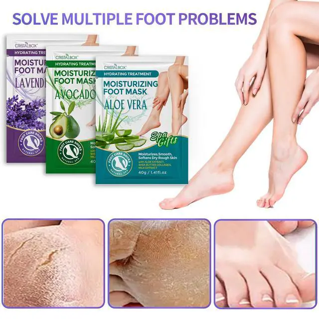 Alt view image 5 of 7 - 5 Pack Moisturizing Foot Mask, Hydrating Feet Mask for Dry Cracked Feet, Moisturizing Foot Socks Dry Skin Moisturizer for Soft Smooth Feet, Foot Spa Care Kit, Ideal Holiday Gift for Women and Men