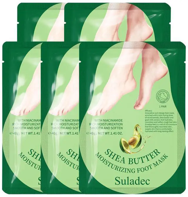 Main image of Moisturizing Foot Mask with Shea Butter and Goat Milk, Hydrating Foot Masks for Dry Cracked Feet, Dry Skin Moisturizer for Soft and Smooth Touch Feet - Men Women - 5 Pairs