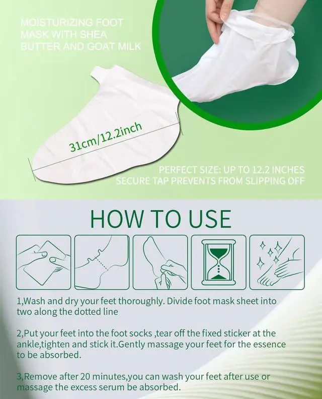 Alt view image 7 of 7 - Moisturizing Foot Mask with Shea Butter and Goat Milk, Hydrating Foot Masks for Dry Cracked Feet, Dry Skin Moisturizer for Soft and Smooth Touch Feet - Men Women - 5 Pairs