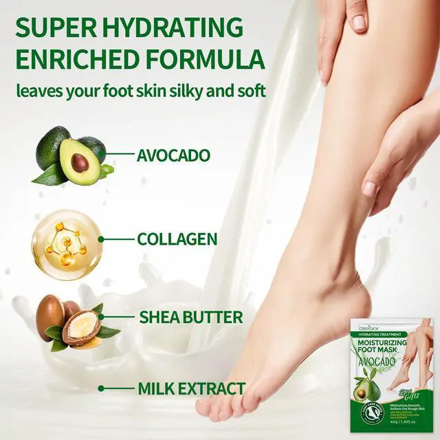 Alt view image 2 of 7 - 5 Pack Moisturizing Foot Mask, Hydrating Feet Mask for Dry Cracked Feet, Moisturizing Foot Socks Dry Skin Moisturizer for Soft Smooth Feet, Foot Spa Care Kit, Ideal Holiday Gift for Women and Men
