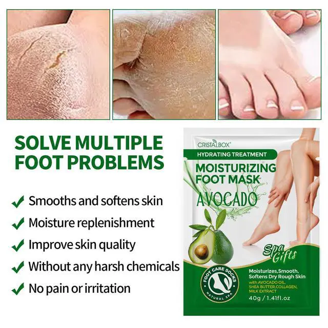 Alt view image 3 of 7 - 5 Pack Moisturizing Foot Mask, Hydrating Feet Mask for Dry Cracked Feet, Moisturizing Foot Socks Dry Skin Moisturizer for Soft Smooth Feet, Foot Spa Care Kit, Ideal Holiday Gift for Women and Men