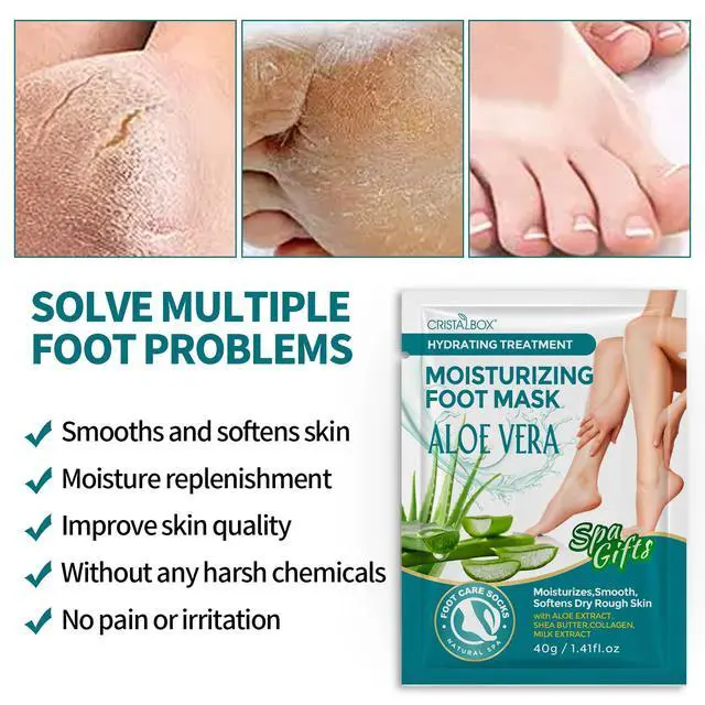 Alt view image 3 of 7 - 5 Pack Moisturizing Foot Mask, Hydrating Feet Mask for Dry Cracked Feet, Moisturizing Foot Socks Dry Skin Moisturizer for Soft Smooth Feet, Foot Spa Care Kit, Ideal Holiday Gift for Women and Men