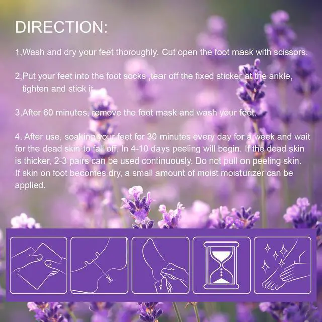 Alt view image 3 of 7 - Foot Peeling Mask - 5 Pack Exfoliating Foot Peel Mask for Dry Cracked Feet - Baby Soft Foot Mask Socks for Removing Dead Skin, Cracked Heels, and Calluses - Lavender, Shea Butter, Aloe - Women and Men