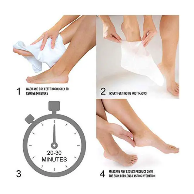 Alt view image 4 of 5 - Moisturizing Foot Mask Socks, Shea Butter + Sunflower Seed Oil, Tea Tree & Aloe Hydrating Booties with Urea + Hyaluronic Acid, 3 Pairs, 20-30 Min Treatment