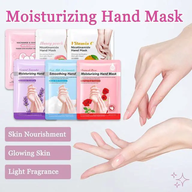 Alt view image 2 of 7 - Hydrating Hand Masks, 6PCS Hand Mask Moisturizing Gloves for Men Women, Smooth Long Lasting Soft Exfoliating Hand Peeling Spa Mask Moisturizer Beauty Gift Set for Dry Cracked Rough Dull HandsA)