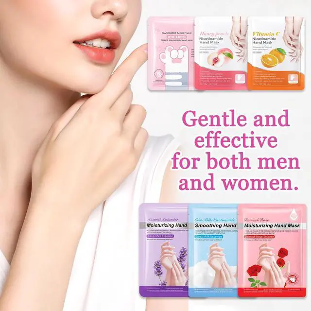Alt view image 7 of 7 - Hydrating Hand Masks, 6PCS Hand Mask Moisturizing Gloves for Men Women, Smooth Long Lasting Soft Exfoliating Hand Peeling Spa Mask Moisturizer Beauty Gift Set for Dry Cracked Rough Dull HandsA)