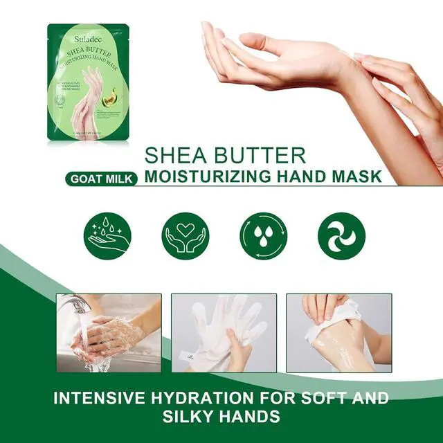 Alt view image 4 of 7 - Moisturizing Hand Mask with Shea Butter and Goat Milk, Hydrating Hand Masks for Dry Cracked Hands, Dry Skin Moisturizer for Soft and Smooth Touch Hands - Men Women - 5 Pairs