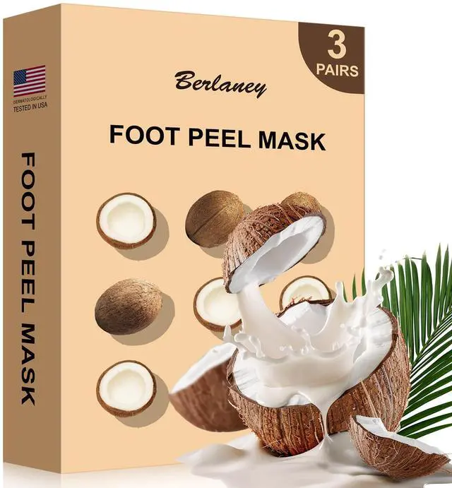 Main image of Coconut Foot Peeling Mask, 3 Pairs of Skin Exfoliating Foot Masks for Dry feet, Cracked heels, Callus, Dead Skin Remover,for Smooth Touch Feet, Spa Experience at Home or Travel